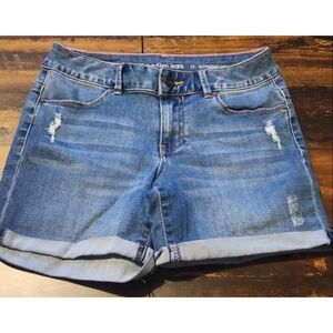 CALVIN KLEIN Blue Denim Girls Sz 12 Stretchy Cuffed Distressed Boyfriend Shorts